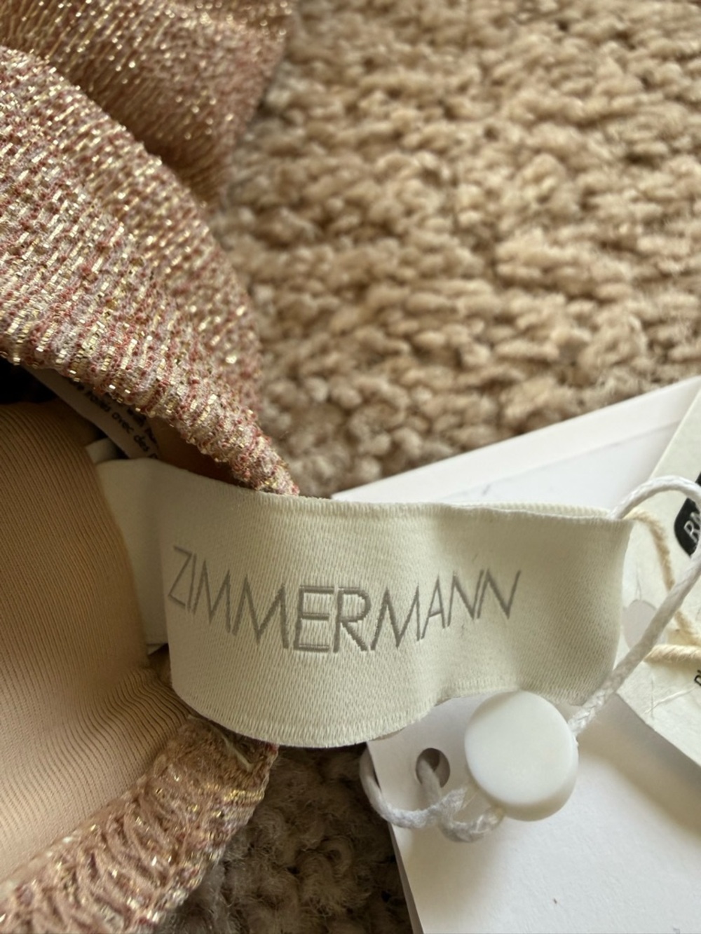New Zimmermann Swim Metallic Texture Nude Color Scoop Bikini Top size 0 - Picture 8 of 8